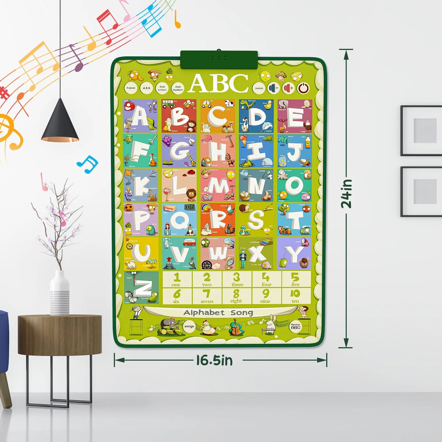 Electronic Interactive Alphabet Wall Chart, Talking ABC & Music Poster, Learning Educational Toys Christmas Gifts for Toddler 1 2 3 +