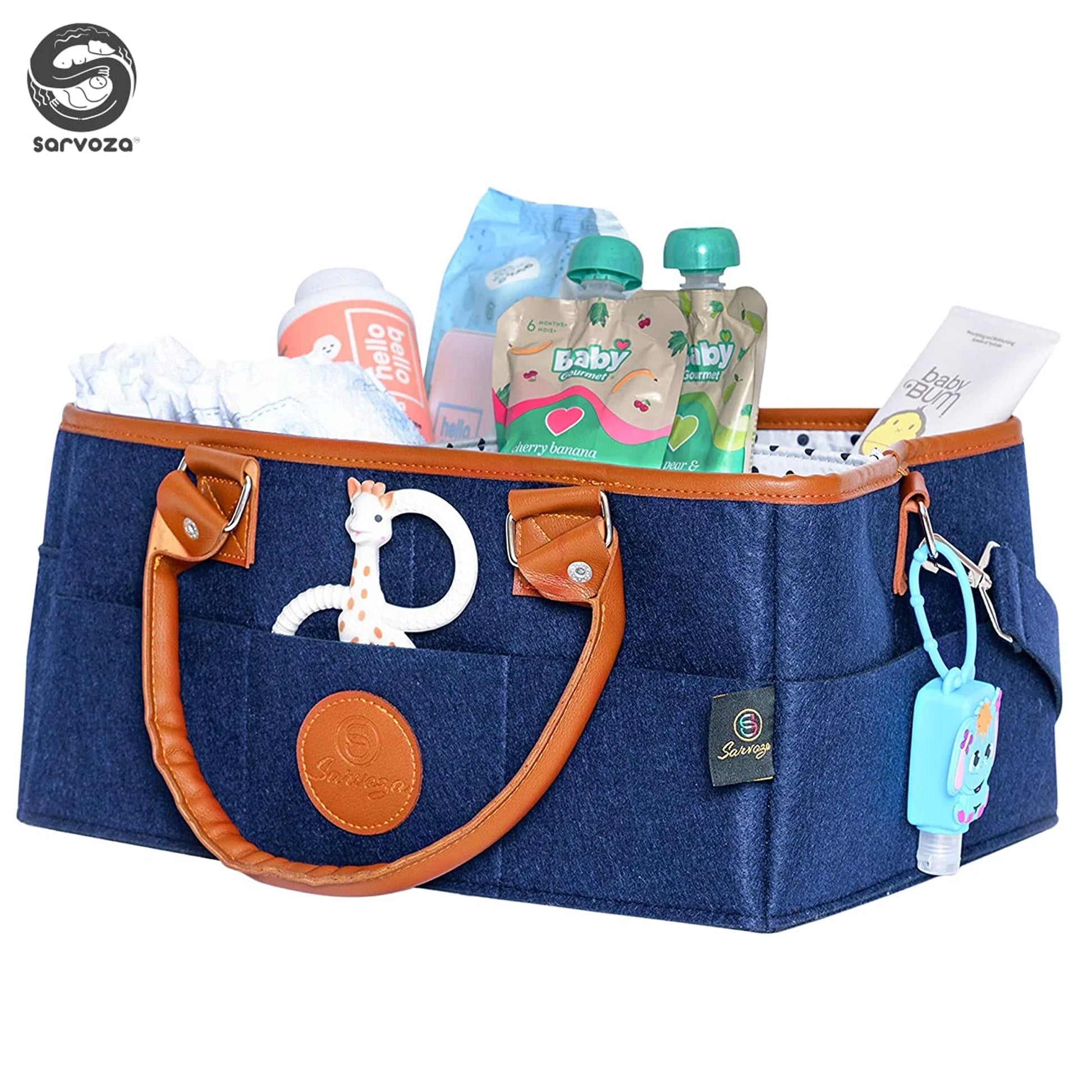 Diaper Caddy Organizer Bag Storage Tote for Baby Stuff Gifts for Moms Navy Blue