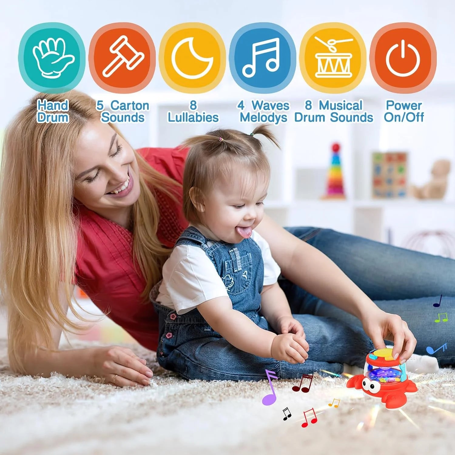 Baby Toys 6-12 Months, Musical Light up Toys, Crawling Toys for Girls Boys 12-24 Months, Learning Toys for 1 Year Old