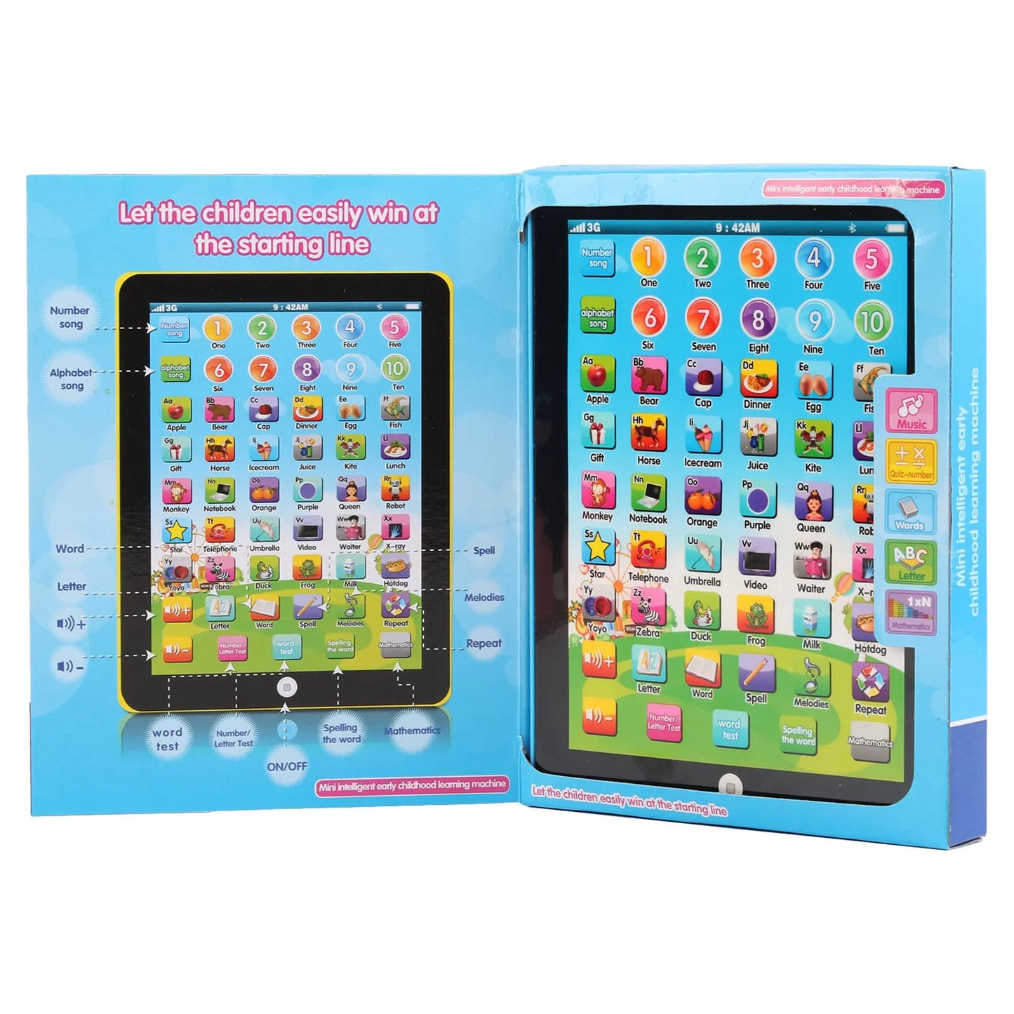 Baby Learning Tablet, Educational Toy for Toddlers 1-6 Years, Blue