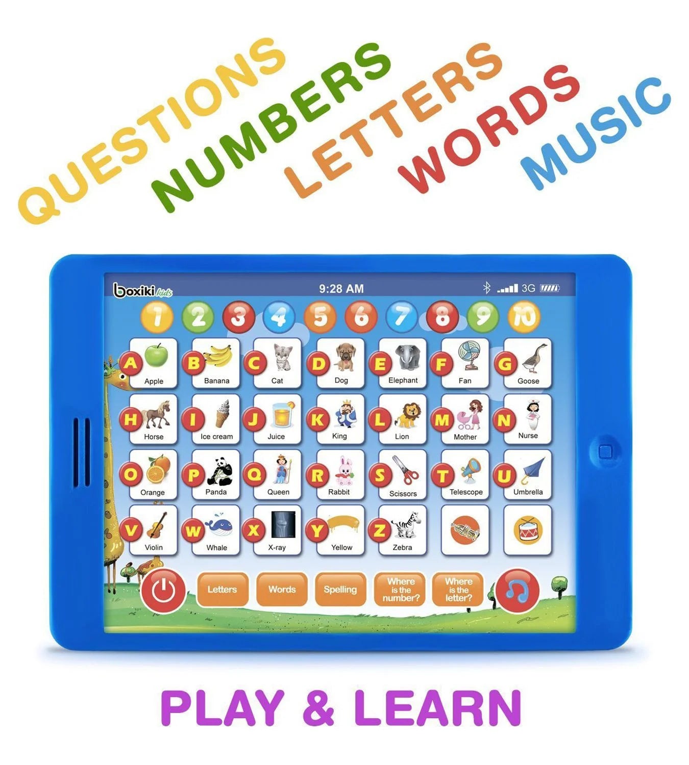 Kids Learning Pad Fun Kids Tablet with 6 Toddler Learning Games Early Child Development Toy for Number Learning Learning Abcs Spelling Where Is Game Melodies Fun to Learn Your Abcs