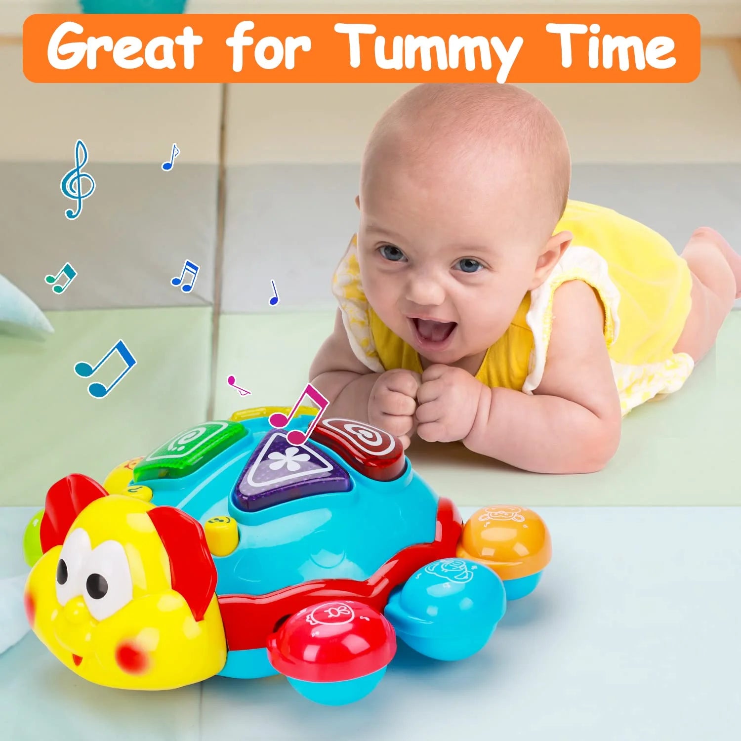 Baby Crawling Walking Musical Toy Spanish English Bilingual Learning Toys for Babies 6 to 12 12-18 Months Light up Infant Toys 3-6 7 8 9 10 Month Gift for 1 Year Old Boy Girl Ladybug Tummy Time Toys