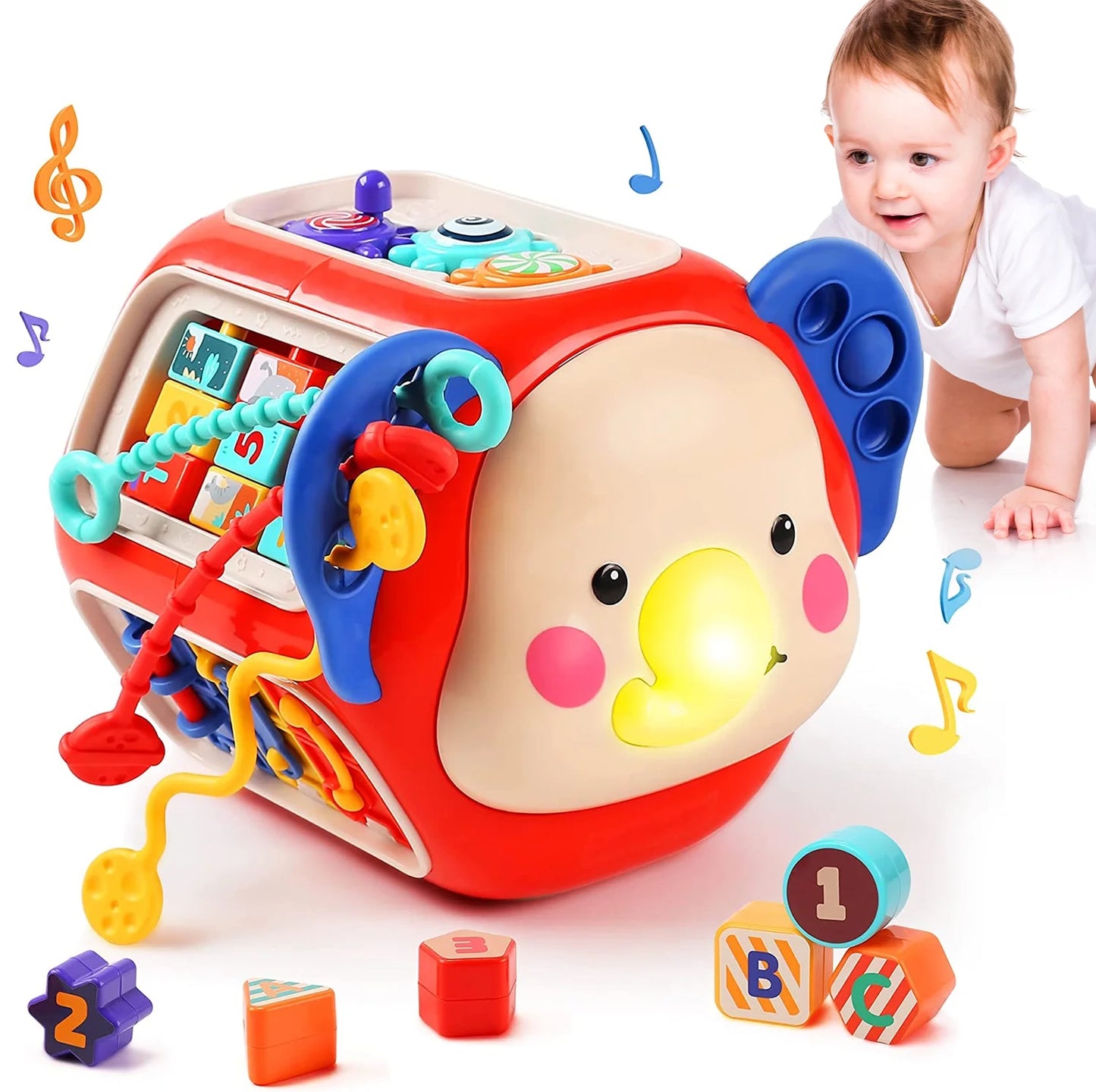 Kids Baby Activity Cube with Music, 20 in 1 Baby Toys for 1 2 Year Old Girls Boy Gifts, Montessori Toys for Toddlers First Birthday Gift, Educational Learning Boy Toys 12-18 Months