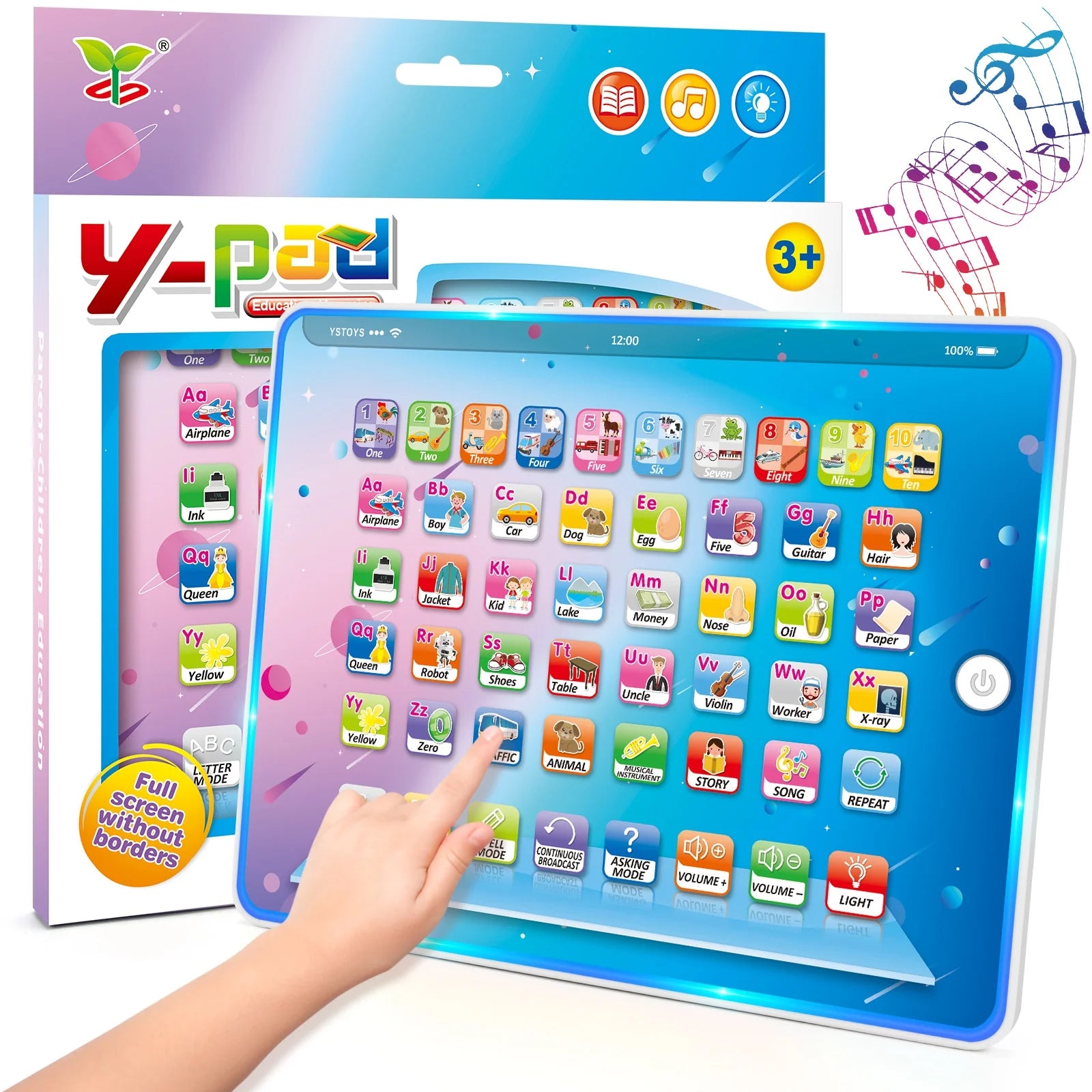 Learning Pad ABC Words Numbers Music Educational Tablet for Preschool Children Toddler Toys Age 1-3