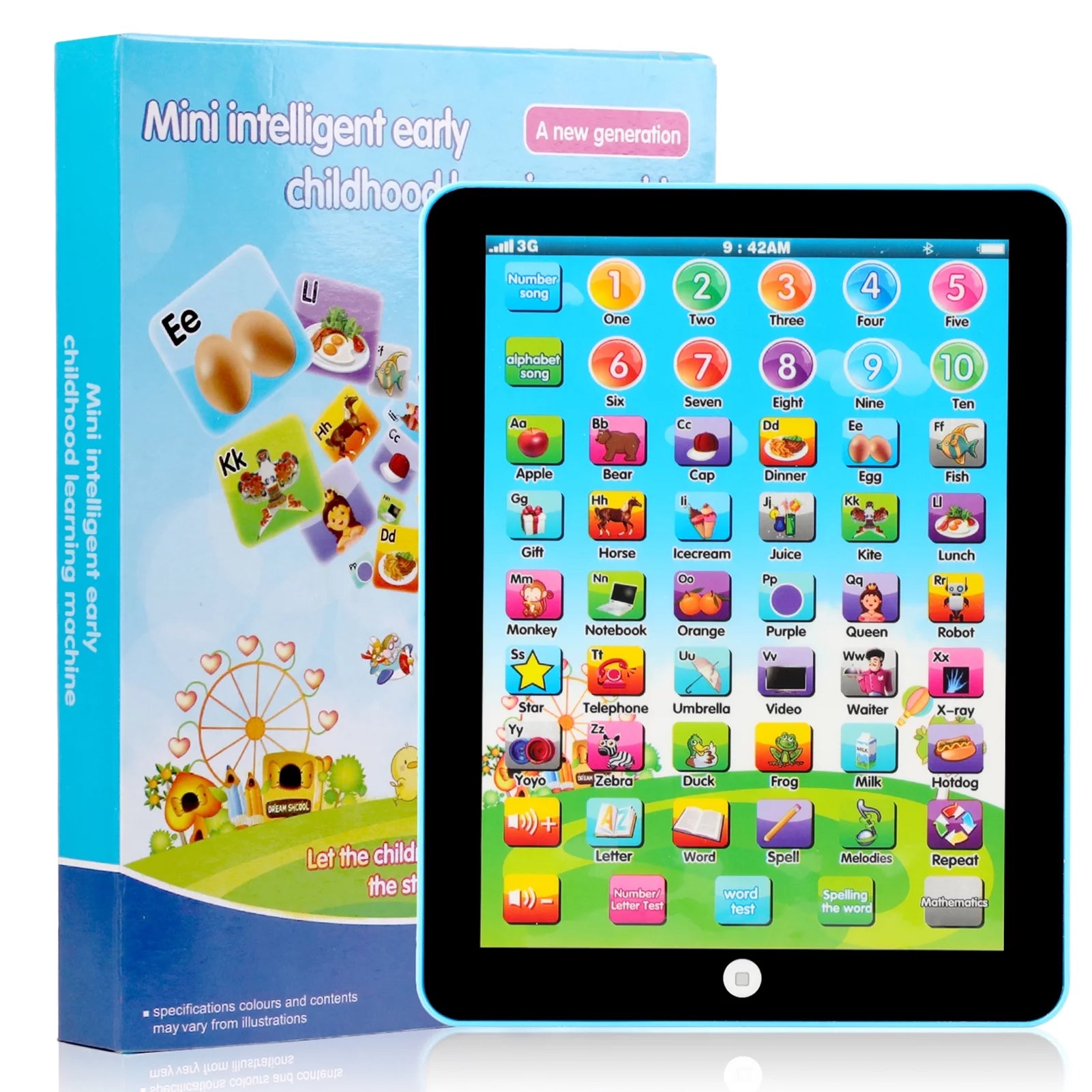 Baby Learning Tablet, Educational Toy for Toddlers 1-6 Years, Blue