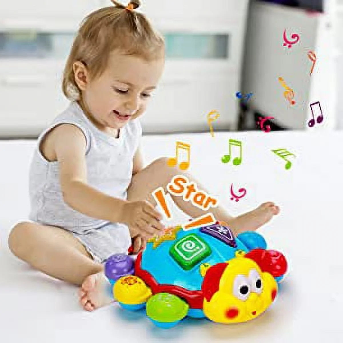 Baby Crawling Walking Musical Toy Spanish English Bilingual Learning Toys for Babies 6 to 12 12-18 Months Light up Infant Toys 3-6 7 8 9 10 Month Gift for 1 Year Old Boy Girl Ladybug Tummy Time Toys