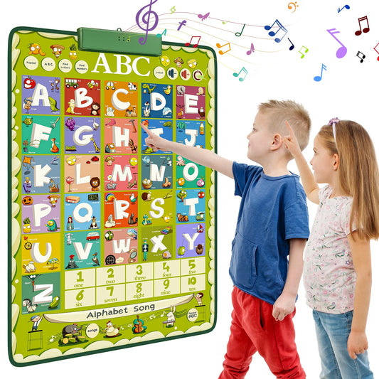 Electronic Interactive Alphabet Wall Chart, Talking ABC & Music Poster, Learning Educational Toys Christmas Gifts for Toddler 1 2 3 +