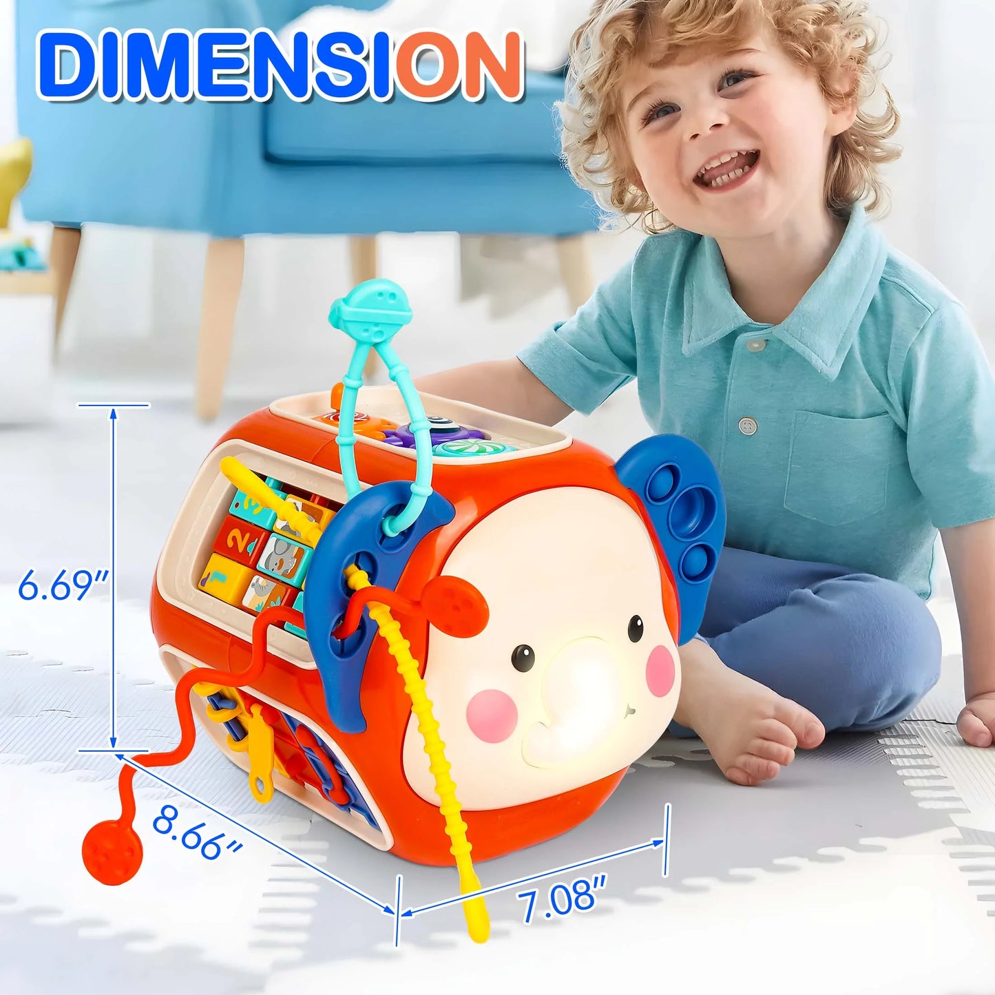 Kids Baby Activity Cube with Music, 20 in 1 Baby Toys for 1 2 Year Old Girls Boy Gifts, Montessori Toys for Toddlers First Birthday Gift, Educational Learning Boy Toys 12-18 Months